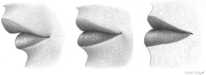 how to draw lips from the side