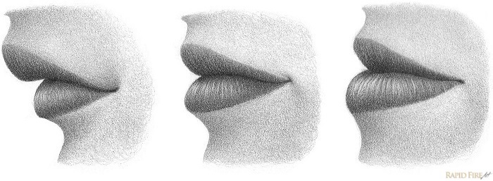 how to draw lips from the side