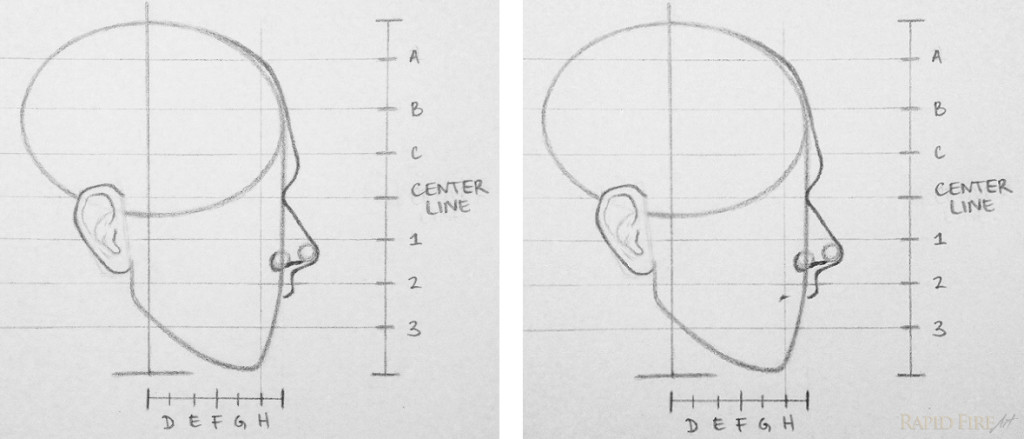 RFA draw face from the side step 8 lips