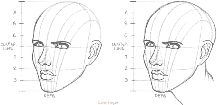 How to draw a female face 3 Quarter View RFA Step 6