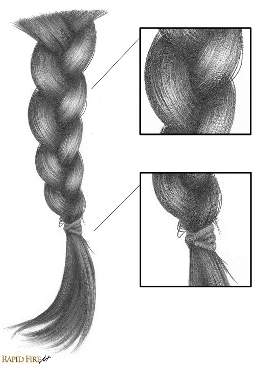 How to Draw Braids Step 10