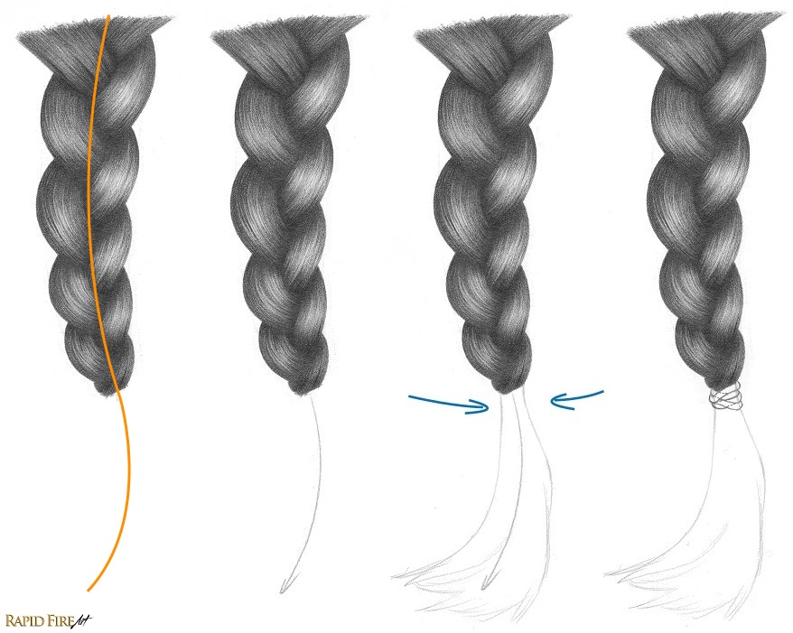 How to Draw Braids Step 7 RFA