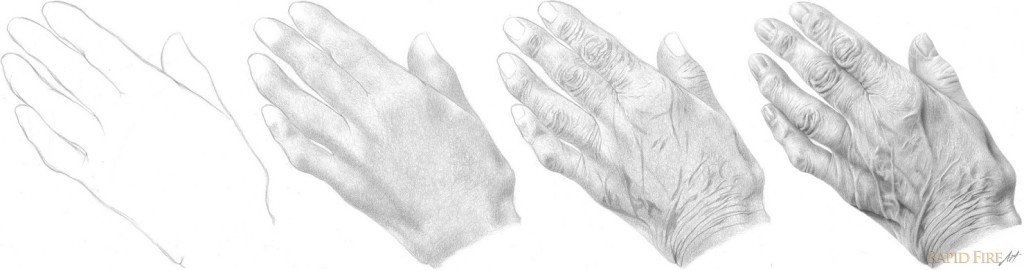 How to draw hands - old elderly hands